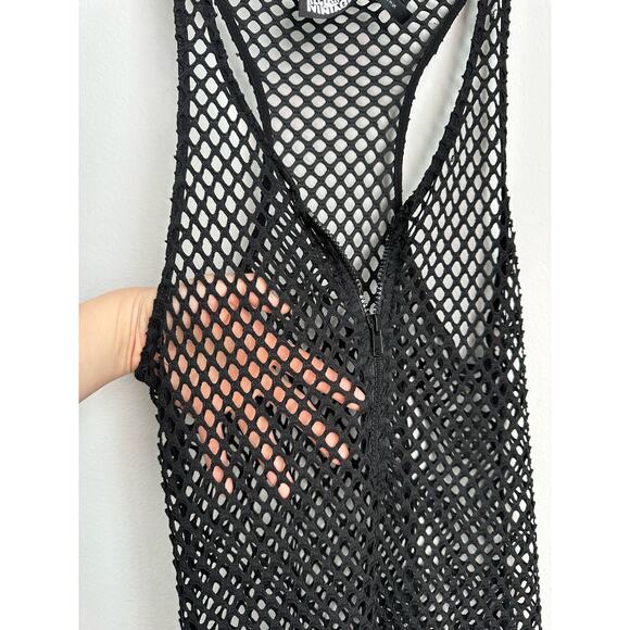Reclaimed Vintage Black Mesh Cover Up Long Maxi Dress Women's 2 - Picture 7 of 8